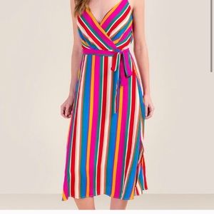 Blue Rain Colorful Striped Tie Dress